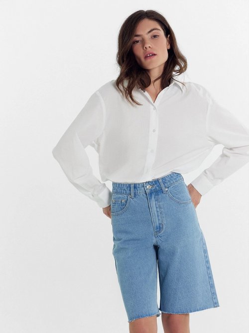 Шорты женские джинсовые в светло-голубом цвете, фото 1 из 5