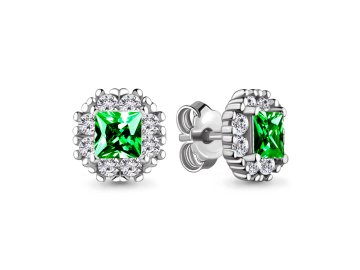 Серьги пусеты Aquamarine, серебро 925 проба, вставка стекло