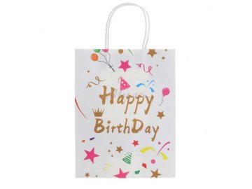 Пакет подарочный бумажный Happy Birthday 27 х 21 х 11 см, арт. SLWZ22-25-3