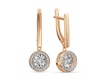 Серьги длинные Prestige, красное золото 585 проба, вставка бриллиант