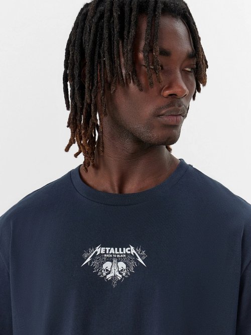 Футболка мужская синяя с принтом "metallica", фото 4 из 5