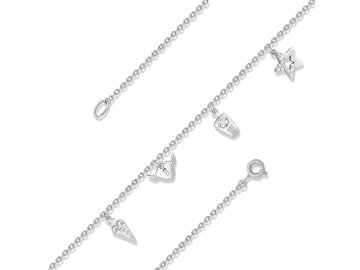 Браслет на ногу Efremov, серебро 925 проба, вставка фианит