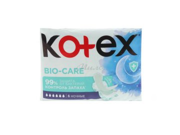 Прокладки гигиенические KOTEX Bio-Care Night с антибактериальным слоем, 8 шт