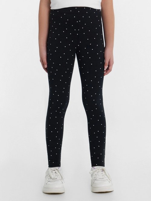 Легинсы для девочек черные с сердечками, фото 2 из 5