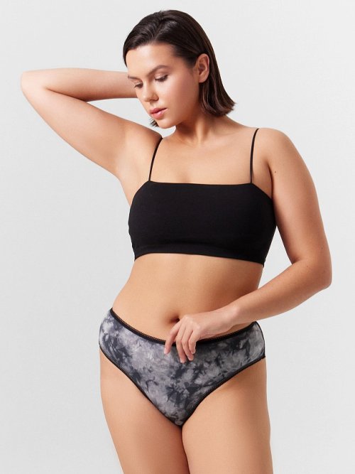 Трусы женские классические черные в технике тай-дай, фото 1 из 24