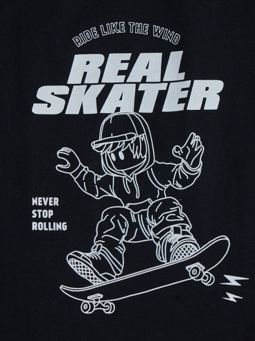 Комплект домашний для мальчиков черный с принтом "real skater", фото 3 из 4