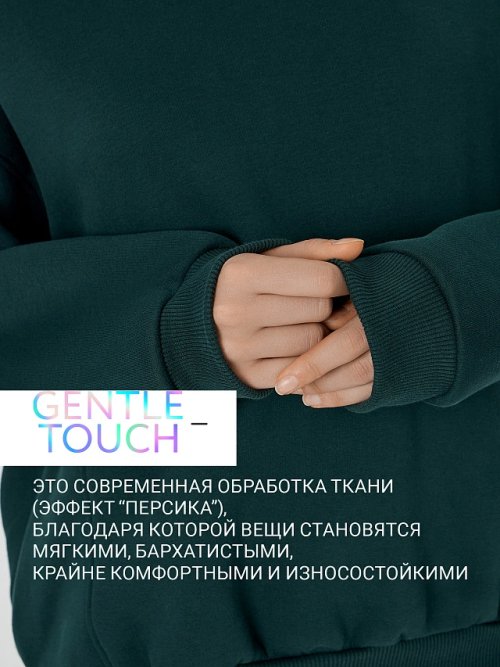 Теплое худи женское зеленое с начесом, фото 2 из 45