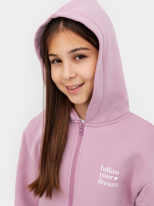 Жакет для девочек фиолетовый с печатью, фото 4 из 5