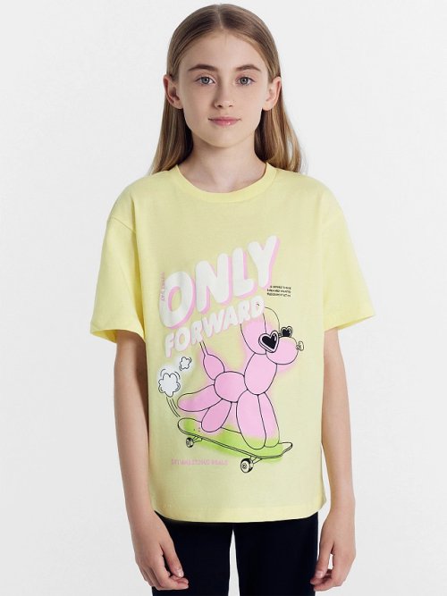 Футболка для девочек желтая с печатью, фото 2 из 6