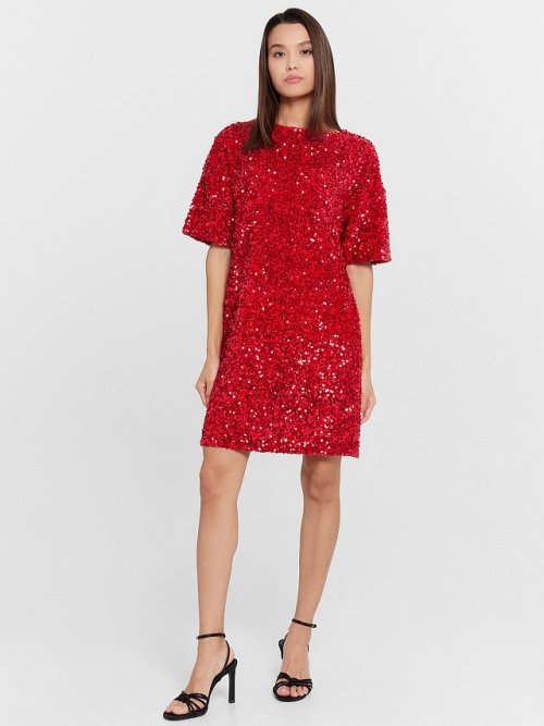 Платье женское новогоднее красное с пайетками, фото 4 из 6