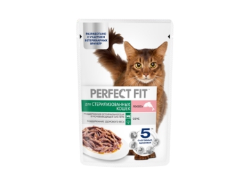 Корм д/стерил котов и кошек Perfect Fit Лосось в соусе 75 г
