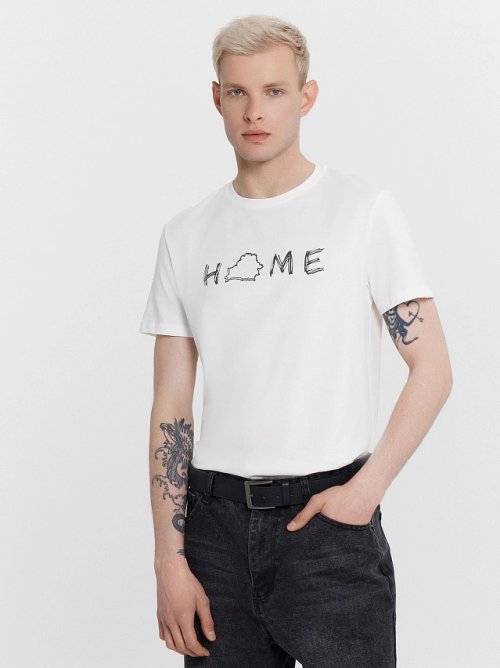 Футболка мужская белая с надписью "Home", фото 5 из 5