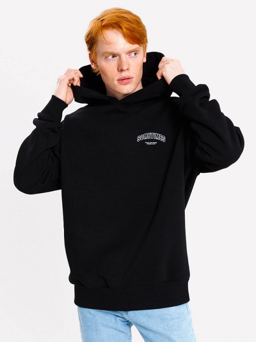 Худи мужское в черном цвете с принтом, фото 2 из 18
