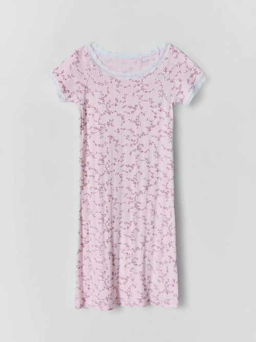 Сорочка ночная женская розовая с цветочным принтом, фото 11 из 29