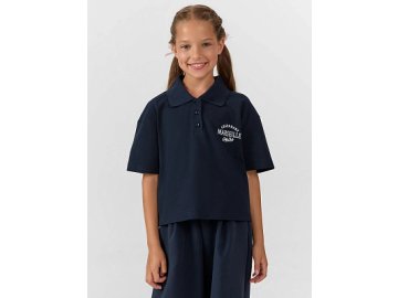 Поло для девочек синее с надписью "Marseille" Марк Формель
