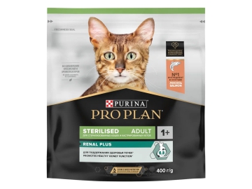 Корм Purina Pro Plan, для стерилизованных кошек, со вкусом лосося, Renal Plus, 400г