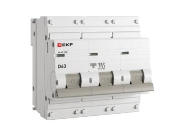 Выключатель автоматический EKF PROxima ВА 47-100 3P 63А (D) 10kA