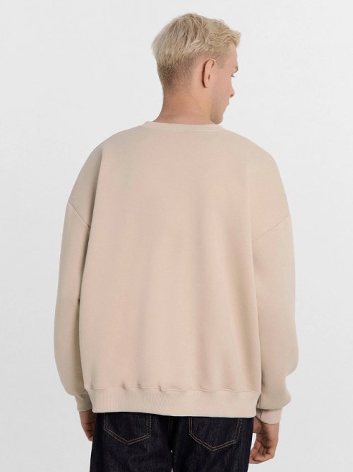 Свитшот мужской бело-бежевый с печатью, фото 4 из 5