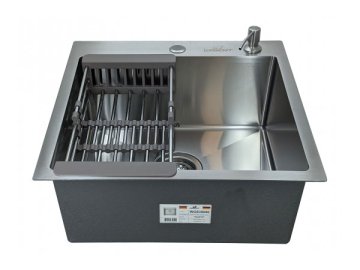 Мойка кухонная САТИН из нерж.стали+ сифон + доз.+ коландер арт.WGS35050 WISENT