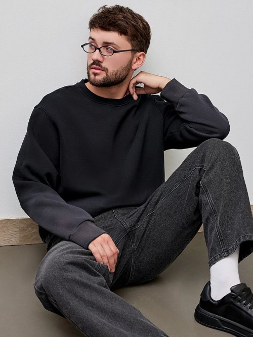 Джемпер мужской черный с градиентом с начесом, фото 8 из 8