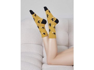 Носки женские оранжевые с принтом котов