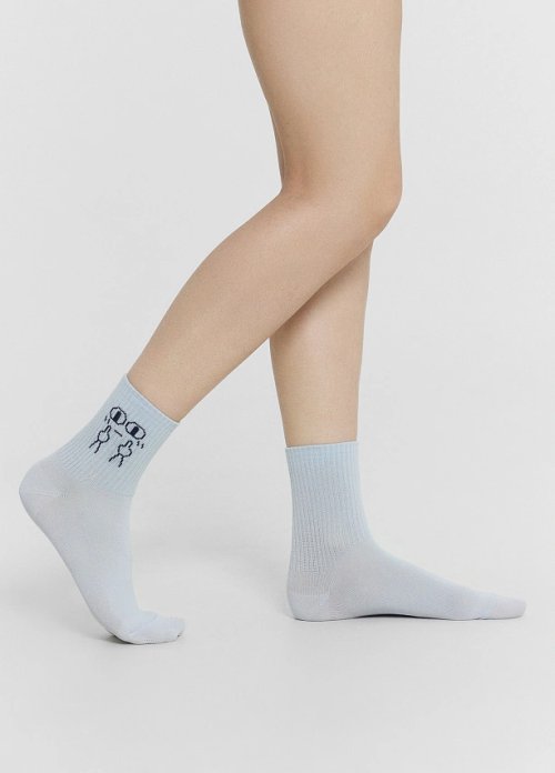 Носки женские серые с рисунком в виде мордочки, фото 1 из 4