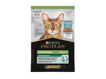 Пауч Purina Pro Plan для взрослых стерилизованных кошек всех пород, кусочки в соусе с океанической рыбой, MAINTENANCE, 85 г
