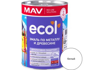 Эмаль ECOL по металлу и древесине (ПФ-115) белая глянцевая  1,0л (0,9 кг)
