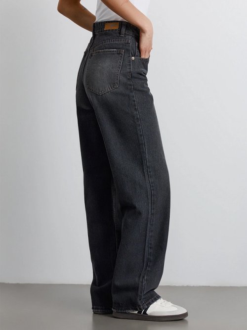 Джинсы женские Wide leg fit серые с высокой посадкой, фото 4 из 18