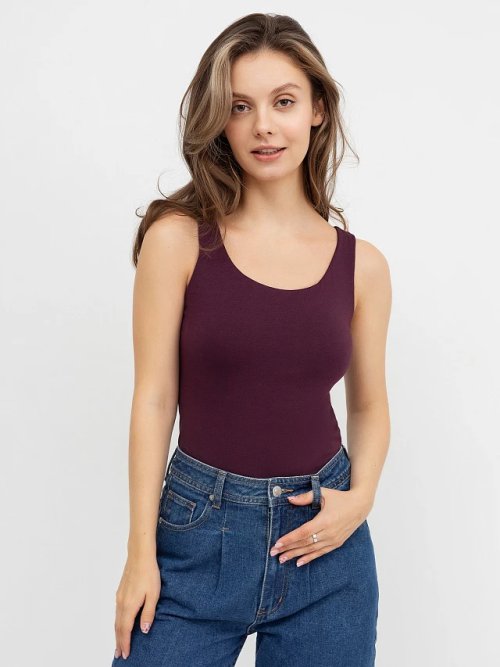 Женская майка цвета сливового вина, фото 1 из 4