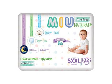 Трусики-подгузники MIU Premium Natural 6XXL Junior Extra (32 шт)