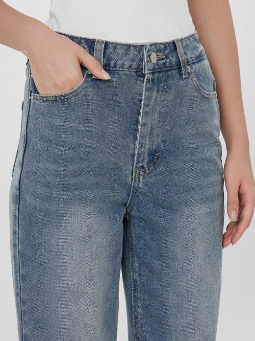 Джинсы женские Mom fit голубые с высокой посадкой, фото 5 из 12