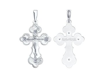 Подвеска крест православный SOKOLOV, серебро 925 проба, вставка фианит