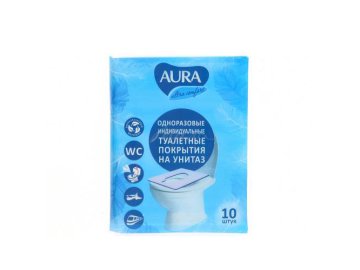 Покрытия на сиденье унитаза одноразовые AURA, 10 шт