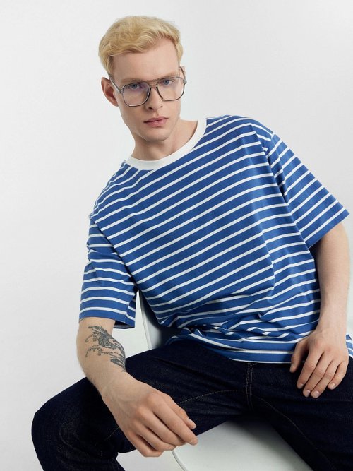 Футболка мужская в сине-белую полоску, фото 5 из 5