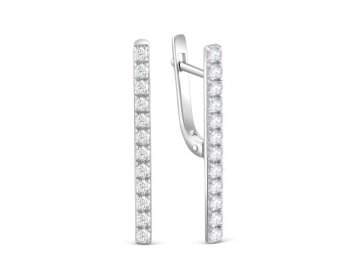 Серьги с английским замком Серебро России, серебро 925 проба, вставка фианит