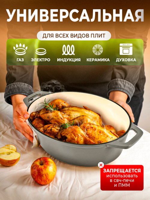 Утятница чугунная эмалированная - KW-OC33, фото 4 из 39