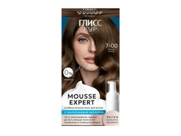 Краска-мусс стойкая для волос ГЛИСС КУР Mousse Expert, тон 7-00, 85 мл