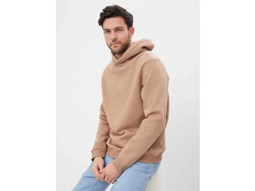 Теплое однотонное худи карамельного цвета с лаконичным принтом на спинке Марк Формель