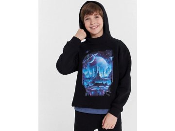Худи для мальчиков черное с принтом