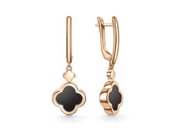 Серьги длинные 7 Карат, красное золото 585 проба, вставка оникс