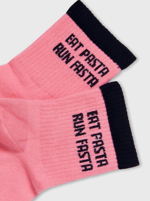 Носки женские розовые с надписью "EAT PASTA, RUN FASTA", фото 4 из 4