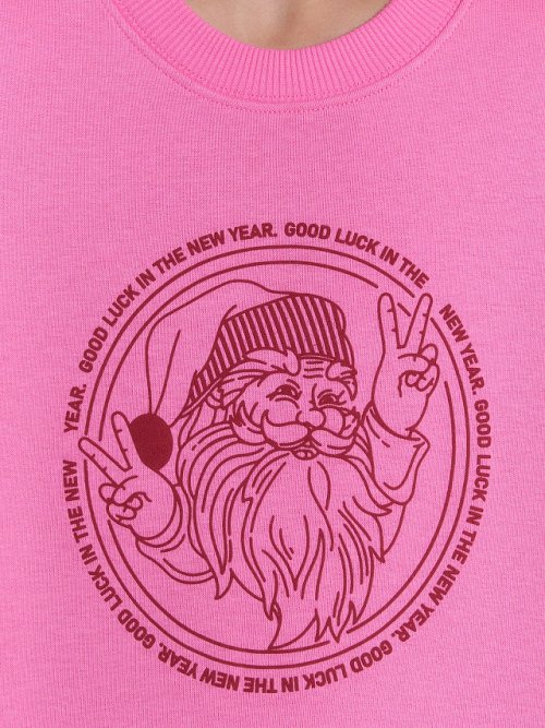 Свитшот для девочек новогодний розовый с Сантой, фото 5 из 5