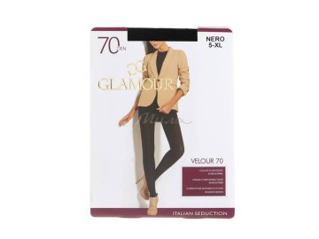 Колготки женские GLAMOUR Velour, nero, размер 5, 70 ден