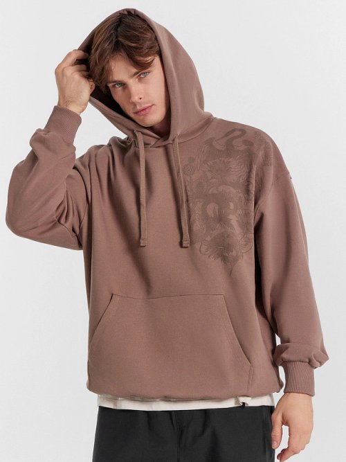 Худи мужское в таупово-бежевом цвете, фото 1 из 6