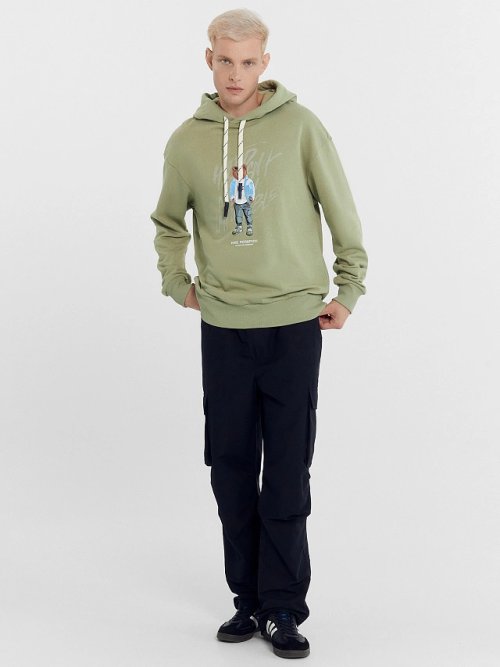 Худи мужское зеленое с печатью, фото 3 из 7