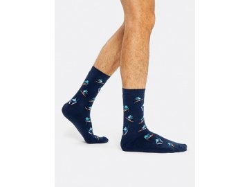Махровые мужские носки темно-синего цвета с принтом в виде лыжников Марк Формель
