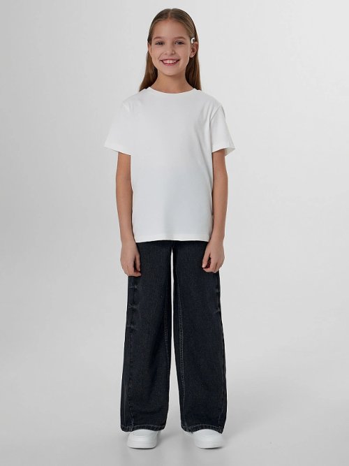 Джинсы для девочек серые Wide leg, фото 5 из 21