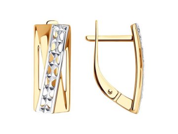 Серьги с английским замком Diamant, красное золото 585 проба