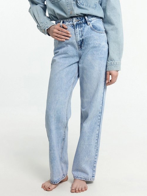 Брюки женские джинсовые wide leg голубые, фото 3 из 6